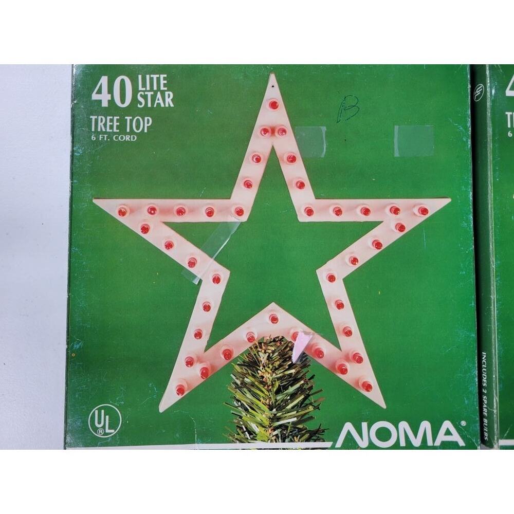 5x 70's VTG NOMA Christmas Tree Star Top 40 Light Clear With Box window decor - Picture 2 of 5